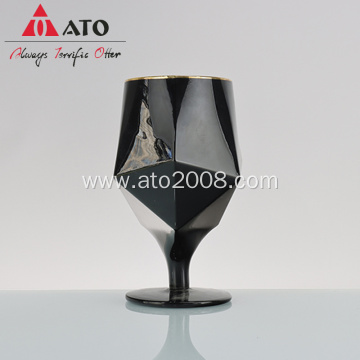 Tabletop Red wine Glass with gold rim glass